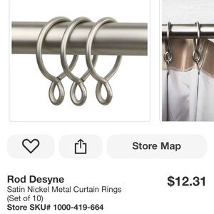 Curtain Rings Satin Nickel Rod Desyne 2.25” - 2 sets - 20 total rings NEW